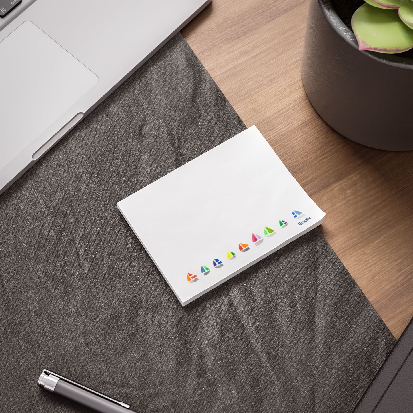 white post-it note notepad with sailboat motifs watercolor