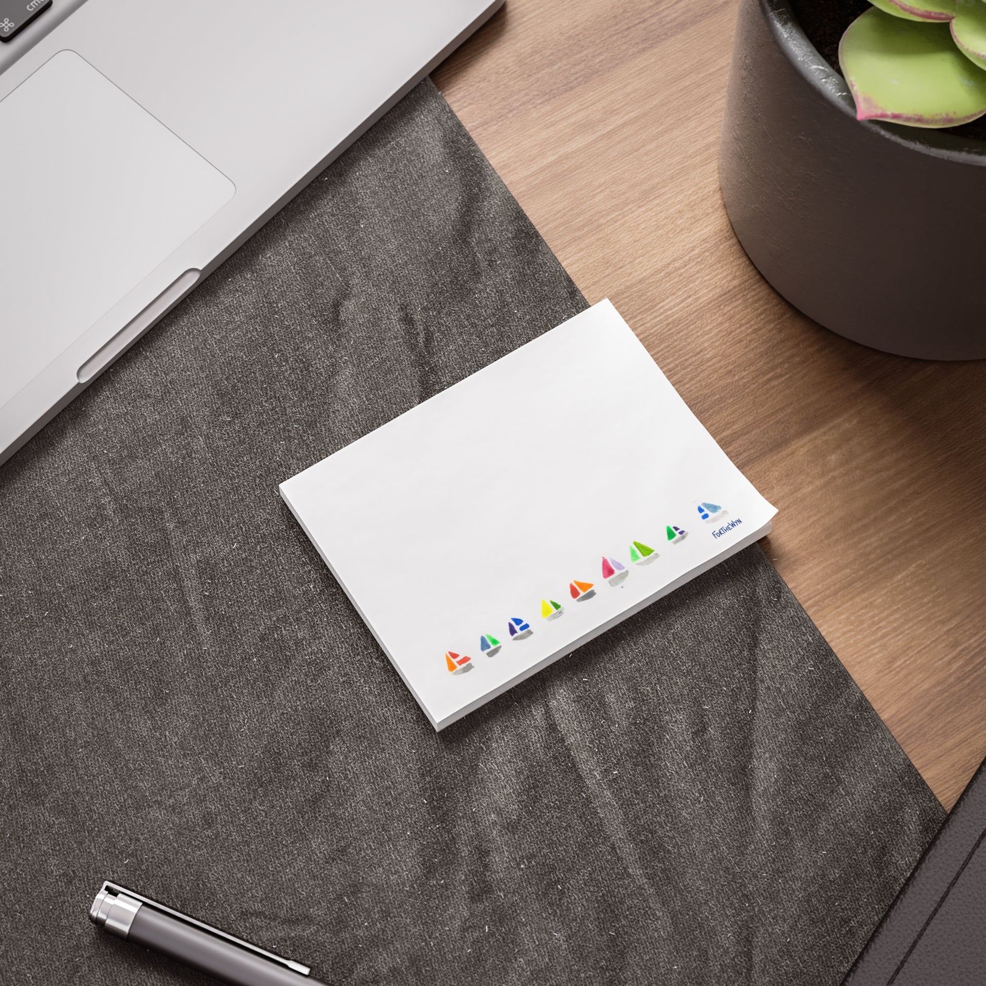 white post-it note notepad with sailboat motifs watercolor