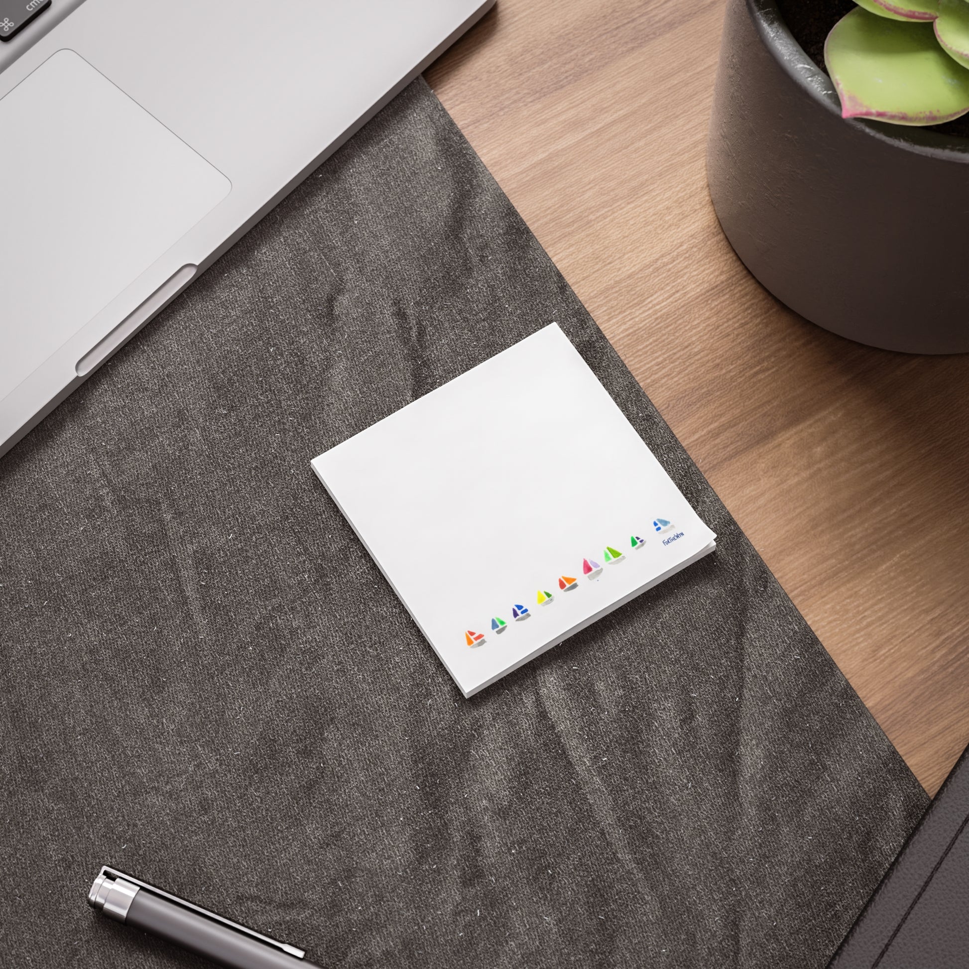 White note pad post-it notes sailboat motifs