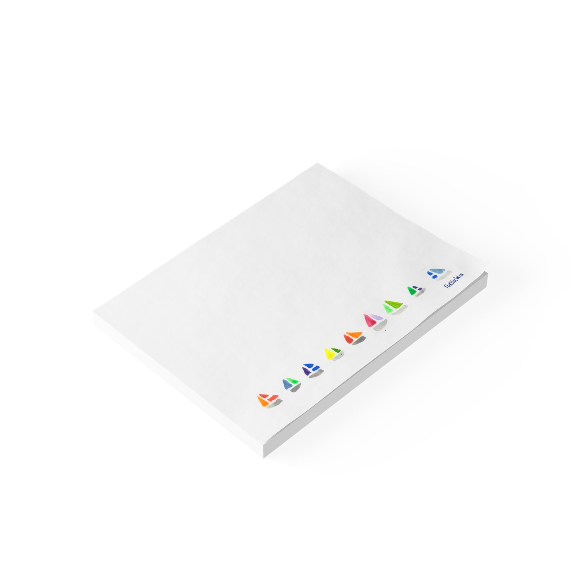 white notepad post-it with sailboats colorful